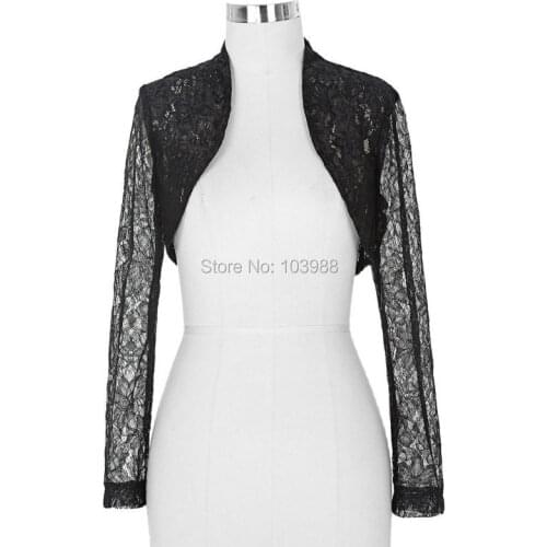 Long Sleeve Lace Shawl Bolero Wedding Jacket Bridal Shrug Wraps Custom Size 4 color Free shipping