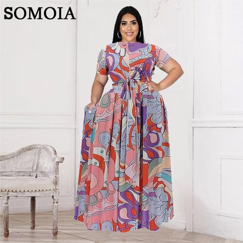 Summer Plus Size Women Clothing Vintage Temperament Two Piece Set Dot Print Lace Up Tops and Loose Maxi Skirts Sets Casual Suit