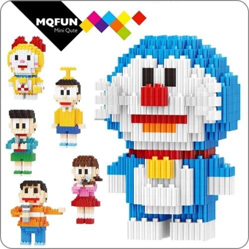 Linkgo Cute Cartoon anime Doraemon Dorami mini action figures diamond mini building block bricks assembly model educational toys