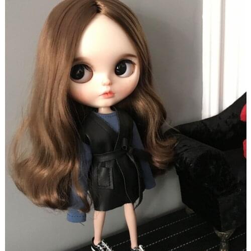 Fashion Cool Leather Coat Vest and Long-sleeve T-shirt blyth Doll Clothes for blyth, azone,OB24, Barbies, Licca doll accessories