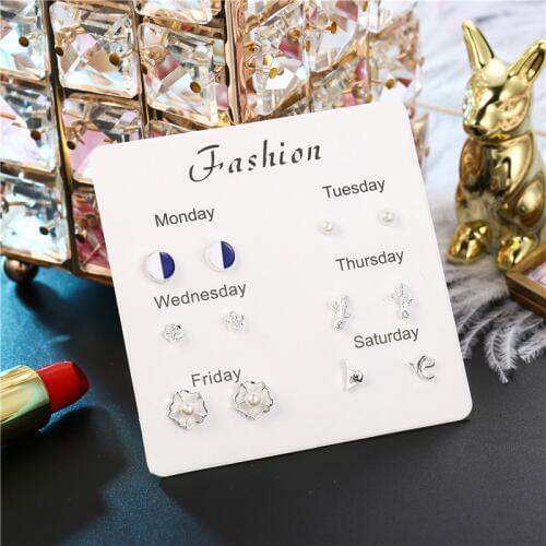 6 Pairs/set Cute Enamel Heart Stud Earrings Set For Women 2020 Fashion Flower Letter Enamel Earring Set Mixed Girls Jewelry