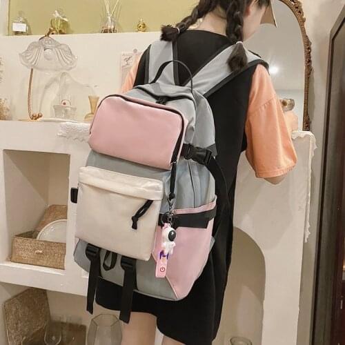 2021 Nylon Backpack Bag Unisex Large Capacity Teens Collge Students Schoolbag Waterproof Travel Bag Boy Black Rucksack Mochila