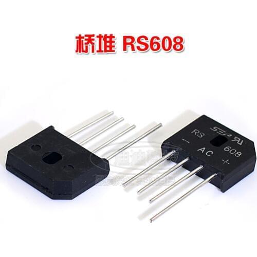New RS608 rectifier bridge voltage 800V current 6A rectifier inline four feet