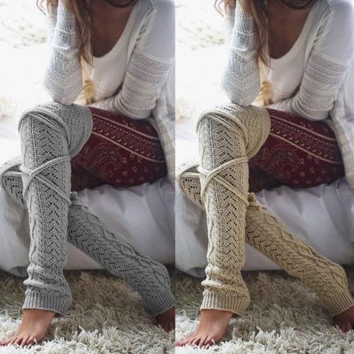 Thicken Leg Warmers Women Warm Knee High Winter Knit Crochet Boot Socks