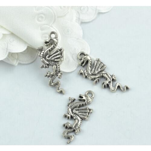 20pcs Charms dragon metal handmade Craft pendant making fit,Vintage Tibetan Silver ,DIY for bracelet necklace 27*12*2mm 1945-1