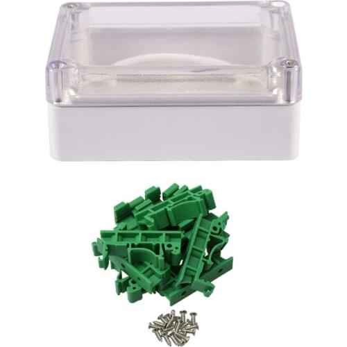 Clear Cover Plastic Electronic Cable Project Box Enclosure Case With 10Pcs DRG-01 PCB Mounting Brackets Screws Green