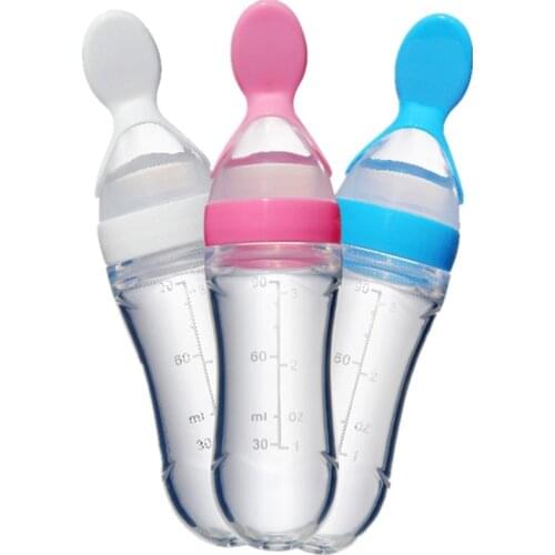 Squeezing Feeding Bottle Silicone Newborn Baby Training Rice Spoon Infant Cereal Food Supplement Feeder Safe Tableware Tools
