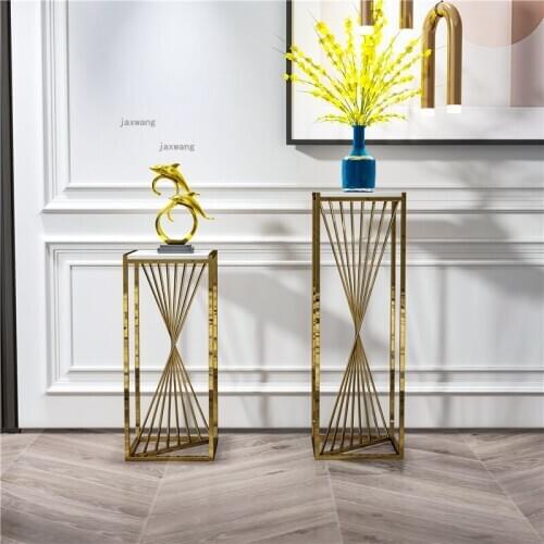 Nordic Stainless Steel Living Room Hallway Flower Shelf Indoor Balcony Porch Floor Type Plant Rack Simple Modern Cafe Side Table