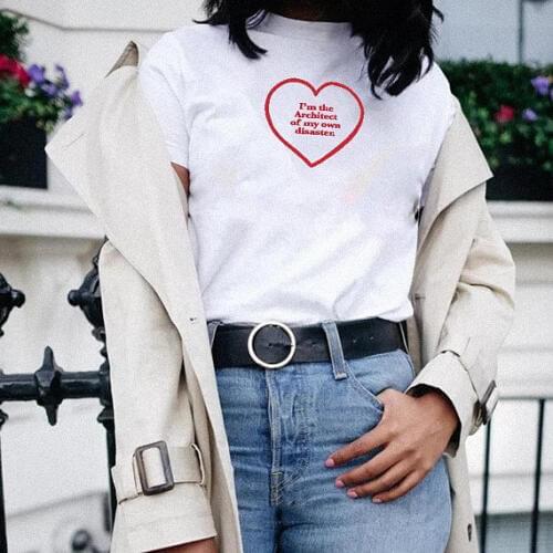 Skuggnas I'm the Architect Of My Own Disaster T-shirt 90s fashion Women Tumblr Tee shirt aesthetic Casual harajuku Tops