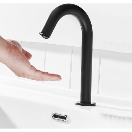 MTTUZK Deck Mounted Brass Matte Black Automatic Sensor Faucet Bathroom Basin Touchless infrared Faucet Hot Cold Taps