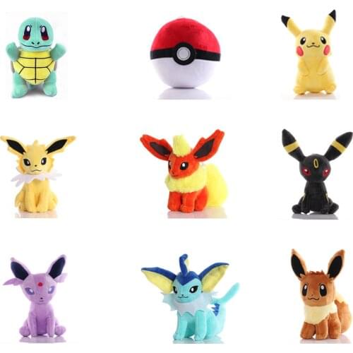TAKARA TOMY Japanese anima Pokemoned Pikachues kawaii plush toys Squirtle Eevee stuffed toys Soft dolls children gifts