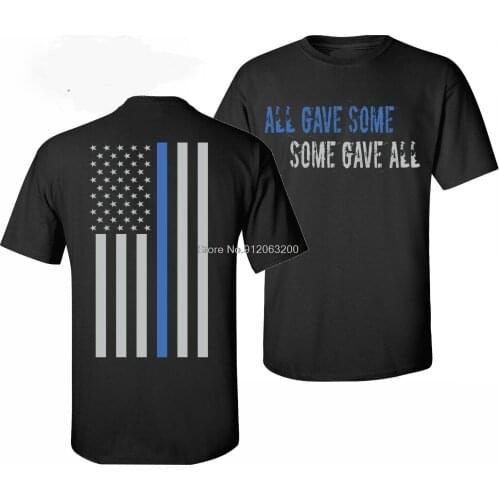 Thin Blue Line Flag Police Lives Matter Cops Officer T-Shirt Cotton Tshirt Hip Hop Tees Harajuku Streetwear