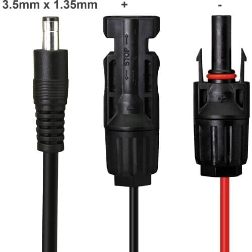 Solar Panel Portable Generator Extension Cable Connector to DC 3.5mm x 1.35mm Male Solar Adapter Cord 1m