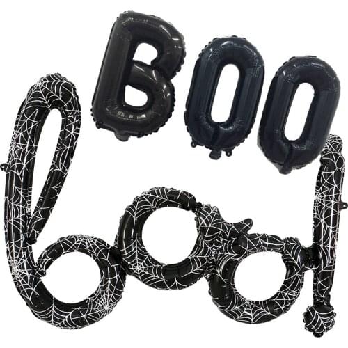 Halloween Party Decoration Siamese BOO Aluminum Foil Balloon 16 Inch Black Purple BOO Letter Sleeve Factory Wholesale