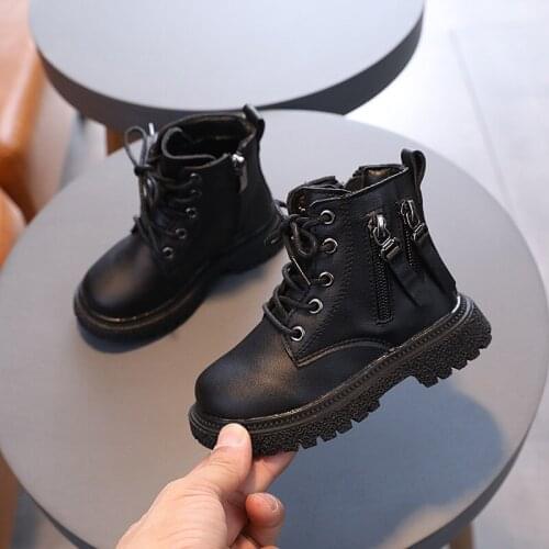 Boys All-match Non-slip Boots 2021 New Spring Autumn Girls Martin Boots Childrens Boots Chic Kids Leather Shoes Hot Non-slip