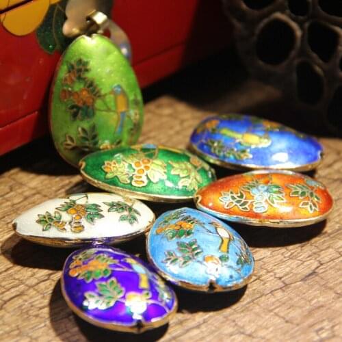Handmade Colorful Enamel Large Drop Loose Bead Cloisonne Filigree Copper Accessories DIY Jewelry Making Long Necklace Pendants