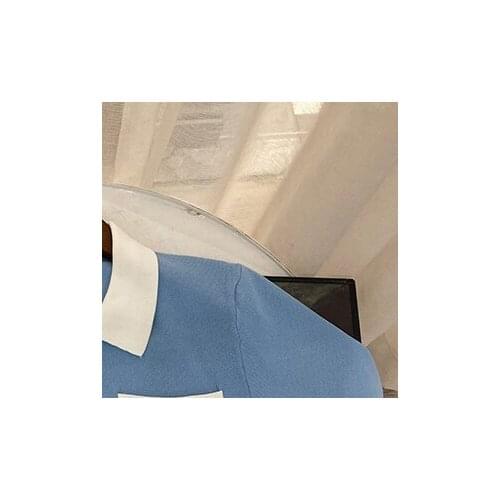 2021 Spring/Summer New Pocket Top Blue Short Sleeve Knitwear Womens Sweater