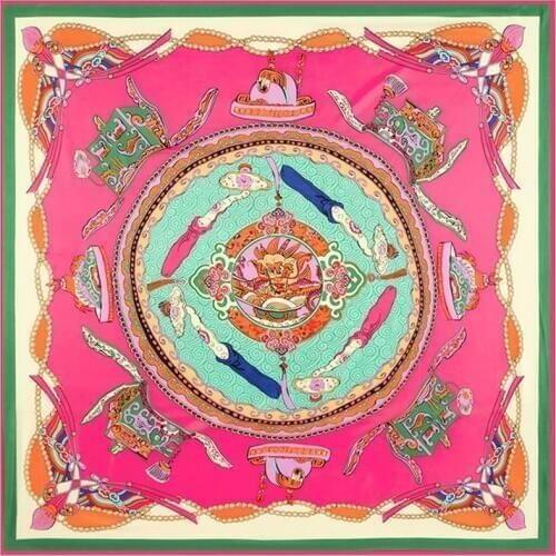130cm Luxury Brand Headband Ethnic Style Print Giant Scarf In 100% Silk Bandana Twill Silk Scarf For Women,Large Square Scarves