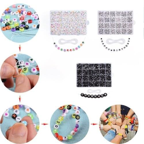 1850PCS Mixed Plastic Alphabet/Letter Round Beads For Jewelry Making DIY Handmade Bracelet Necklace 7x4mm
