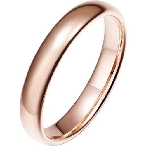 4mm/6mm Tungsten Steel Rose Gold Color Wedding Ring for Women Men Simple Design Jewelry Gift