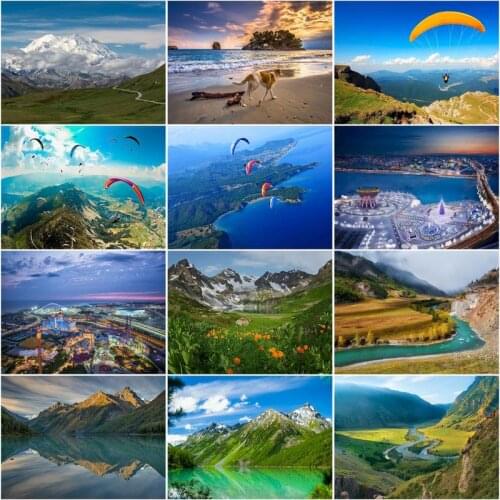 CHENISTORY 60x75cm Frame DIY Painting By Numbers Mountain River Paint By Numbers For Adults Modern Wall Art Picture Home Decor