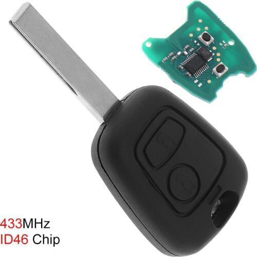 Black ABS 433MHz 2 Buttons Remote Car Key with ID46 Chip and HU83 Blade Fit for Citroen 73373067C / Peugeot 307 2000-2017