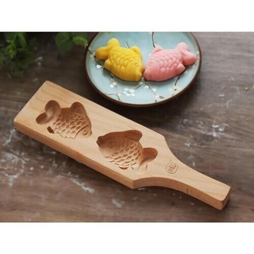 Fish Shape Moon Cake Cookies Mold Mould Mooncake Fondant Decor Wooden