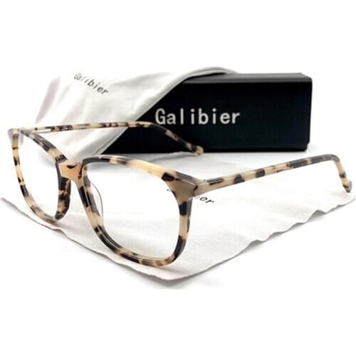 GALIBIER Rectangle Glasses Frame Men Spring Hinge Tortoise Shell Glasses Acetate Women Optical Glasses Frames