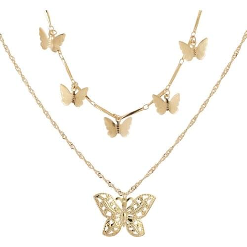 Glamour Necklace 2020 Fashion New Personality Wind Butterfly Multi-layer Women Necklace Wholesale Bohemia Chains Women