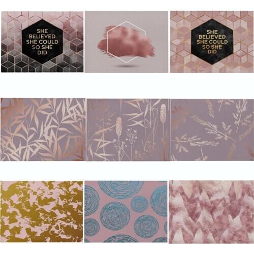 Cotton Linen Placemat Golden Pink Geometric Pattern Dining Table Mat Disc Pads Bowl Pad Coasters Table Cloth Pad Slip-resistant