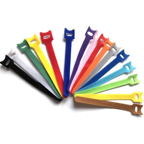 20pcs T-type Adhesive Magic Fastener Tape Sticks Cable Tie Model Straps Wire With Battery Stick Buckle Belt Bundle Tie Hook Loop