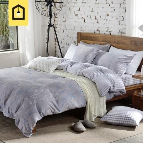 Brand 100% cotton high quality bedding sets brief style duvet cover set without comforter sanding printed home bed 4 pieces set