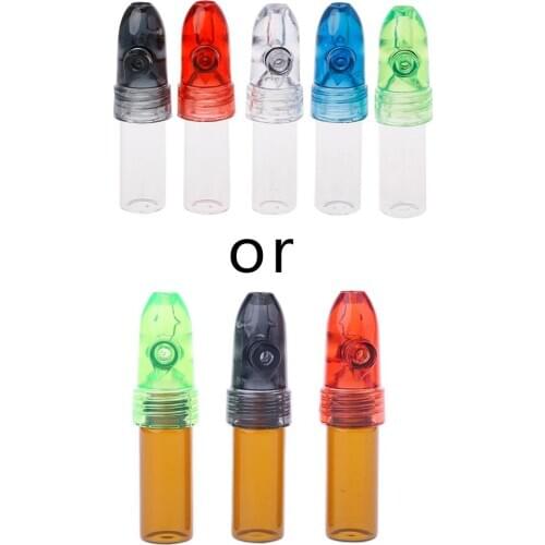 Useful Snuff Bullet Box Dispenser Snuffer Glass Bottle Snuff Sniff Pill Cases Splitters Medicine Storage Random Color