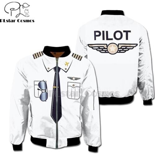 Pilot Costume Funny Tie Striped Tuxedo cosplay Gentleman Halloween joker Circus 3D printed bomber jackets Hoodies Fashion