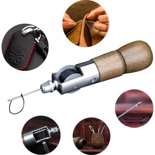 Leathercraft Lock Stitch Sewing Awl Thread Kit Leather Sewing Machine Needles Stitch Leather Fabric Repair Tool Dropshipping