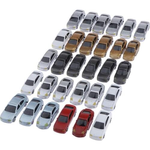 30pcs Assorted Miniature Cars for Diorama Crafts, 1:75 HO OO Scale Multicolor