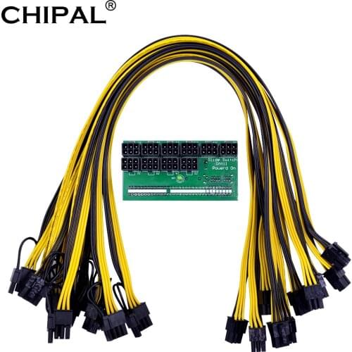CHIPAL ATX 64Pin Power Module 10*6Pin / 9*6Pin + 4Pin Breakout Board with 18AWG 6Pin to 8Pin Power Cable for HP 1200W 750W PSU
