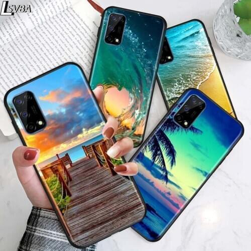 The Sea Waves Beach for OPPO Realme V15 X5 X3 X50 X7 X2 C17 C11 C3 C2 7 7i 6 6S 6i 5 Narzo 20 Pro Black Phone Case