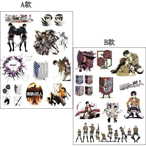 New hot Anime Attack on Titan Tattoo Sticker Random 1Set Action Figure Cartoon Waterproof Sticker Kids Christmas Birthday Gift
