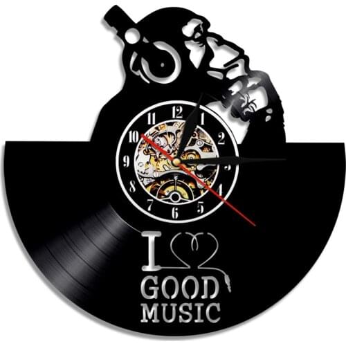 Music Gorilla Monkey with Headphone Vinyl Record Wall Clock Chimp Thinker Monkey Gorilla Wall Clock Music Lover Rock n Roll Gift