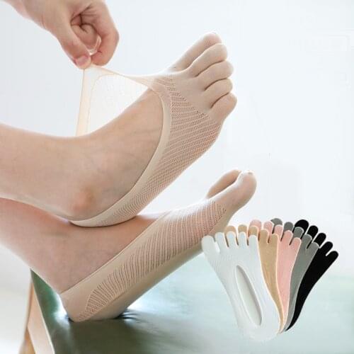 Funny Toe Invisible Garter Silicone Non-slip Breathable Anti-friction Fitness Sports Socks Womens Thin Five-finger Socks