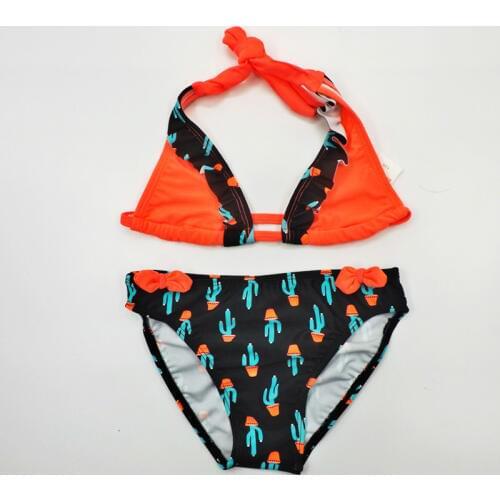 New Girl Swimwear Cute Child Bikini Kids Two Pieces Swimsuit Children Beachwear Bathing Suit Cartoon Print Girl Bikinis Set