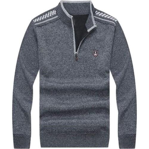 New Winter Mens Sweater Casual Pullover Mens Warm Sweaters Man Slim Stand Collar Knitted Pullovers Male Coats Half Zip Sweater