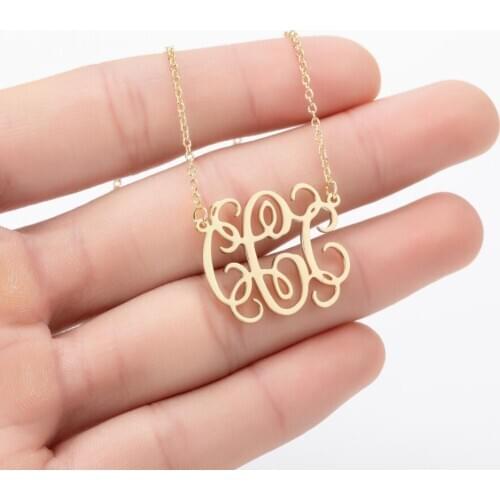 Initial Necklace For Women Letter Necklace Women Gold Stainless Steel Old English Initial Letter Necklace Chain Birthday Gift