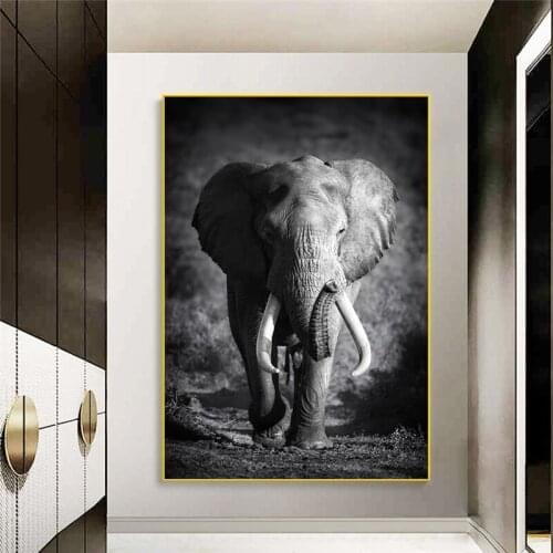 Black Africa Elephants Wild Animals Canvas Painting Scandinavia Posters and Prints Cuadros Wall Art Pictures for Living Room