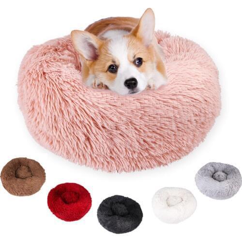 Plush Pet Dog Bed Kennel Hairy Deep Sleep Dog House Round Nest for Cats Small Medium Dogs Poodle Warm Pet Sleeping Mat Sofa Bed