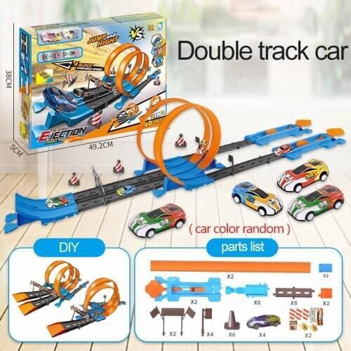 Rail Car DIY Assembled Rail Kits Alloy Simulation Racing Track Roller Coaster Ejection Track Interactive Toy