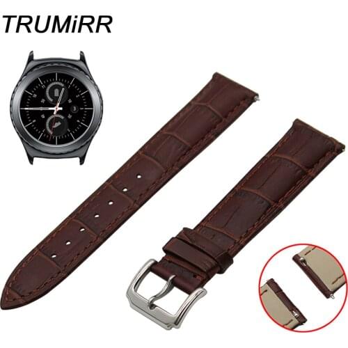 20mm Quick Release Watch Band 1st Layer Genuine Leather for Samsung Gear S2 Classic R732 R735 Moto 360 2 42mm Men Strap Bracelet