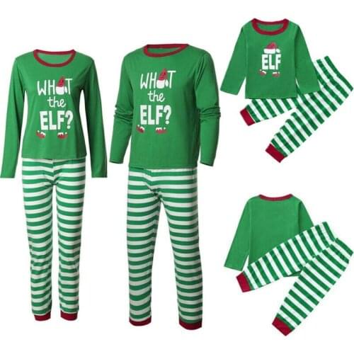 Christmas ELF Family Matching Outfits Striped Pajamas Set Adults Kids Sleepwear Nightwear 2019 Winter Xmas Cotton Casual Clothes
