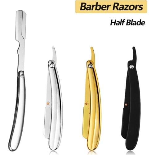 Manual Folding Straight Edge Barber Razor Haircut Beard Eyebrow Shaving Tool For Mens Shaving Electroplating Razor Holder